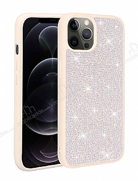 Eiroo Stone iPhone 12 Pro Tal Beyaz Silikon Klf
