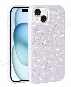 Eiroo Stone iPhone 15 Plus Tal Beyaz Silikon Klf