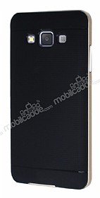 Eiroo Stripe Samsung Galaxy A5 Gold Kenarl Siyah Silikon Klf