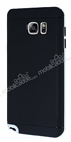 Eiroo Stripe Samsung Galaxy Note 5 Beyaz Kenarl Siyah Silikon Klf