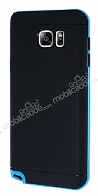 Eiroo Stripe Samsung Galaxy Note 5 Mavi Kenarl Siyah Silikon Klf