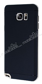 Eiroo Stripe Samsung Galaxy Note 5 Gold Kenarl Siyah Silikon Klf
