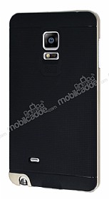 Eiroo Stripe Samsung Galaxy Note Edge Gold Kenarl Siyah Silikon Klf