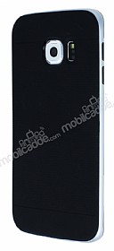 Eiroo Stripe Samsung Galaxy S6 edge Silver Kenarl Siyah Silikon Klf