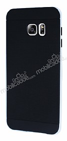 Eiroo Stripe Samsung Galaxy S6 Edge Plus Beyaz Kenarl Siyah Silikon Klf