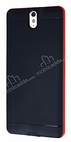Eiroo Stripe Sony Xperia C5 Ultra Krmz Kenarl Siyah Silikon Klf