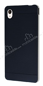 Eiroo Stripe Sony Xperia M4 Aqua Gold Kenarl Siyah Silikon Klf