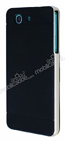 Eiroo Stripe Sony Xperia Z3 Compact Gold Kenarl Siyah Silikon Klf