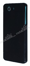 Eiroo Stripe Sony Xperia Z3 Compact Siyah Kenarl Siyah Silikon Klf