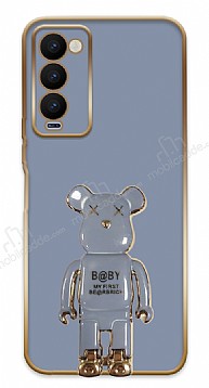 Eiroo Tecno Camon 18 Premier Baby Bear Standl Mavi Silikon Klf