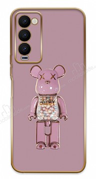 Eiroo Tecno Camon 18 Premier Candy Bear Standl Mor Silikon Klf