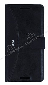 Eiroo Thunder HTC Desire 620 Standl Czdanl Siyah Deri Klf