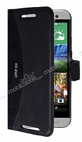 Eiroo Thunder HTC One E8 Standl Czdanl Siyah Deri Klf
