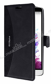 Eiroo Thunder LG G3 Stylus Standl Czdanl Siyah Deri Klf