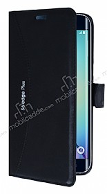 Eiroo Thunder Samsung Galaxy S6 Edge Plus Standl Czdanl Siyah Deri Klf