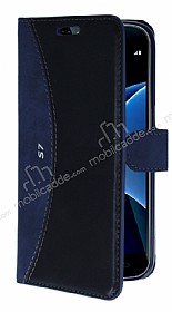 Eiroo Thunder Samsung Galaxy S7 Standl Czdanl Lacivert Deri Klf