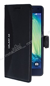 Eiroo Thunder Samsung Galaxy A5 Standl Czdanl Siyah Deri Klf