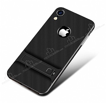 Eiroo Tiger Power iPhone XR Standl Ultra Koruma Siyah Klf