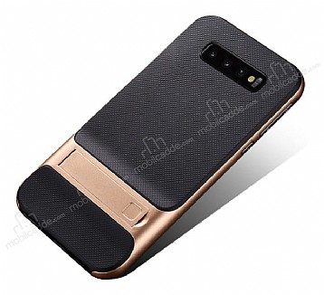 Eiroo Tiger Power Samsung Galaxy S10 Plus Standl Ultra Koruma Gold Silikon Klf