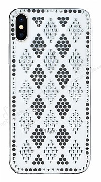 Eiroo Twinkler iPhone X / XS Siyah Tal effaf Silikon Klf