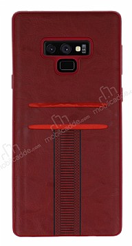 Eiroo Wallet Samsung Galaxy Note 9 Deri Grnml Krmz Silikon Klf