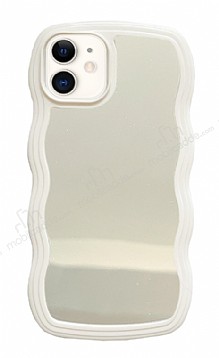 Eiroo Wave Mirror iPhone 12 Beyaz Silikon Kılıf