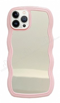 Eiroo Wave Mirror iPhone 13 Pro Max Pembe Silikon Kılıf