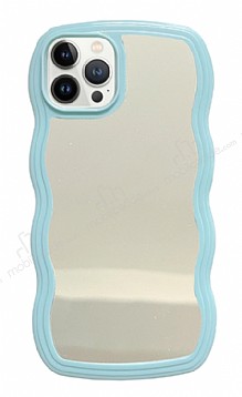 Eiroo Wave Mirror iPhone 13 Pro Mavi Silikon Klf