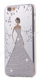 Eiroo Wedding iPhone 6 / 6S Silikon Kenarl Silver Rubber Klf
