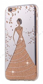 Eiroo Wedding iPhone 6 / 6S Silikon Kenarl Gold Rubber Klf