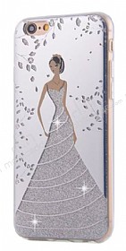 Eiroo Wedding iPhone 6 Plus / 6S Plus Silikon Kenarl Silver Rubber Klf