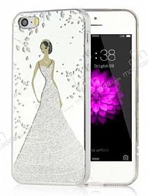 Eiroo Wedding iPhone SE / 5 / 5S Silikon Kenarl Silver Rubber Klf