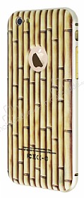 Eiroo Wooden iPhone 6 Plus / 6S Plus Metal Kenarl Bambu Rubber Klf