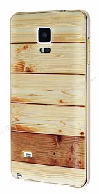 Eiroo Wooden Samsung N9100 Galaxy Note 4 Metal Kenarl izgili Rubber Klf