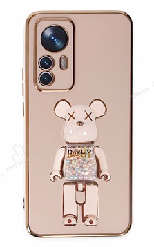 Eiroo Xiaomi 12T Candy Bear Standl Pembe Silikon Klf