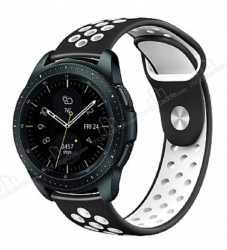 Eiroo Oppo Watch 46 mm Silikon Siyah-Beyaz Spor Kordon