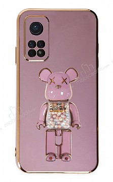 Eiroo Xiaomi Mi 10T Candy Bear Standl Mor Silikon Klf
