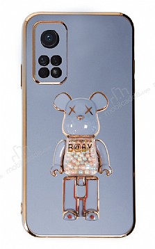Eiroo Xiaomi Mi 10T Pro Candy Bear Standl Mavi Silikon Klf