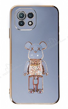 Eiroo Xiaomi Mi 11 Lite 5G Candy Bear Standl Mavi Silikon Klf