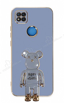 Eiroo Xiaomi Poco C3 Baby Bear Standl Mavi Silikon Klf