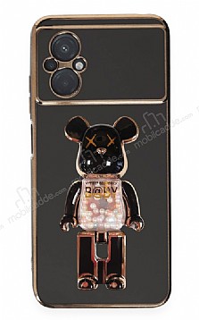 Eiroo Xiaomi Poco M5 Candy Bear Standl Siyah Silikon Klf