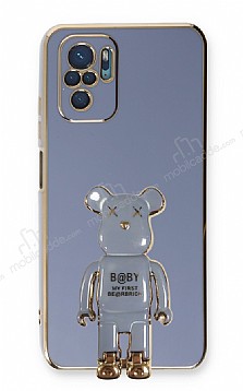 Eiroo Xiaomi Poco M5s Baby Bear Standl Mavi Silikon Klf