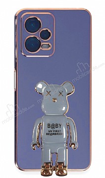 Eiroo Xiaomi Poco X5 5G Baby Bear Standl Mavi Silikon Klf