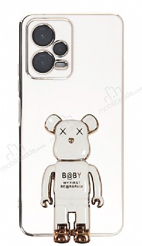 Eiroo Xiaomi Poco X5 5G Baby Bear Standl Beyaz Silikon Klf