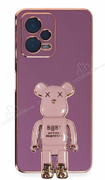 Eiroo Xiaomi Poco X5 5G Baby Bear Standl Mor Silikon Klf
