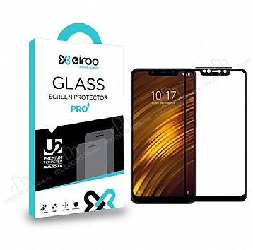 Eiroo Xiaomi Pocophone F1 Tempered Glass Full Siyah Cam Ekran Koruyucu
