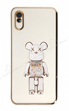 Eiroo Xiaomi Redmi 9A Candy Bear Standl Beyaz Silikon Klf