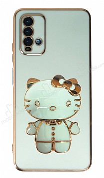 Eiroo Xiaomi Redmi 9T Aynal Kitty Standl Yeil Silikon Klf