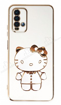 Eiroo Xiaomi Redmi 9T Aynal Kitty Standl Beyaz Silikon Klf