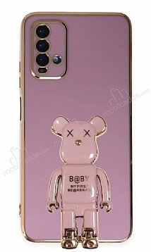 Eiroo Xiaomi Redmi 9T Baby Bear Standl Mor Silikon Klf